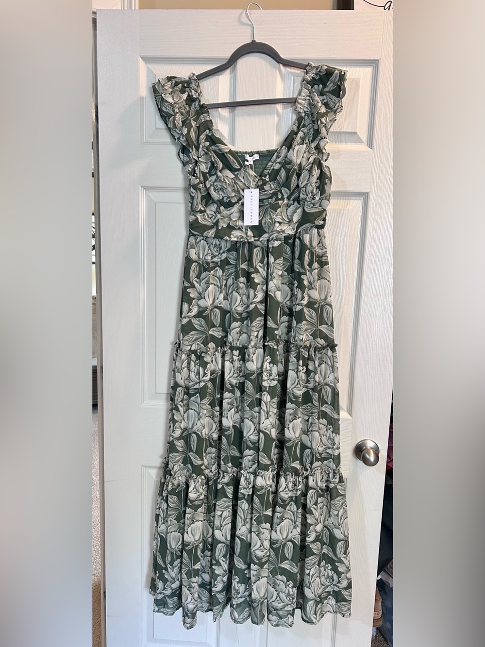 Baltic Born Olive Green Floral Maxi Dress